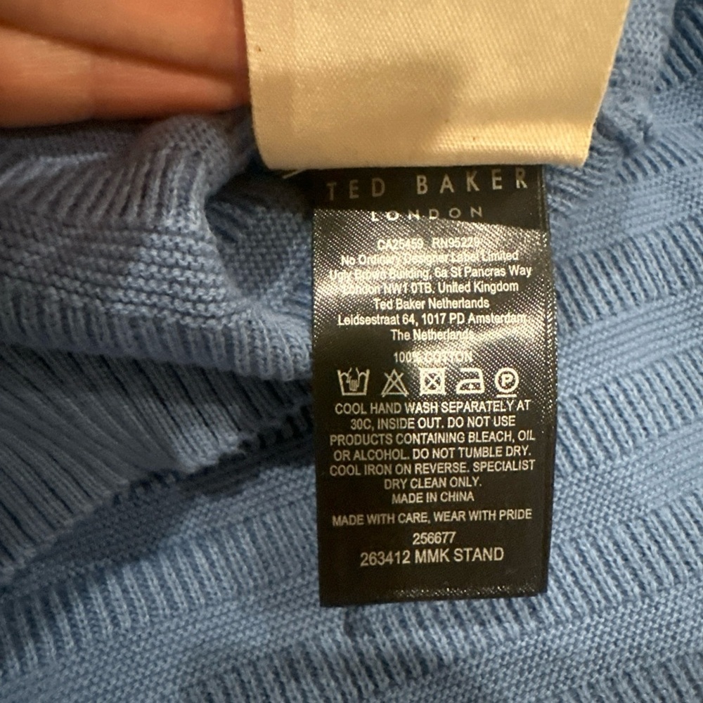 Ted Baker Men UK6 London Sky Blue Crewneck Sweater - Picture 7 of 7